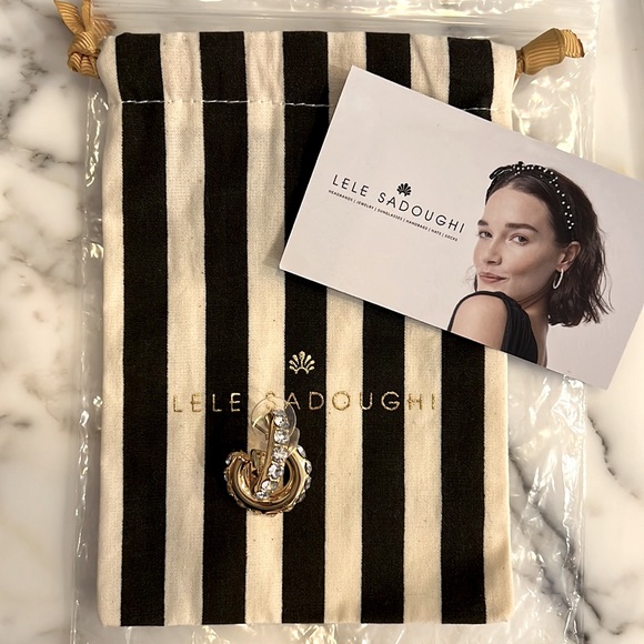 Lele Sadoughi Crystal Chubbie Pave Huggie  Hoops - Picture 7 of 7